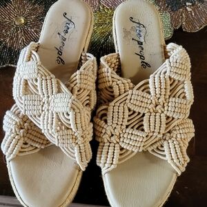 Free People Beige Woven Sandals